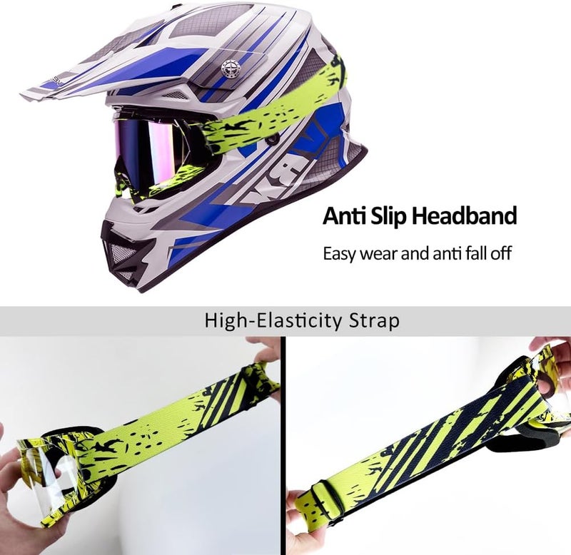 4-FQ Motorcycle Goggles ATV Dirt Bike Gear Motocross Riding Racing Glasses MX&MTB Accessories Off-Road Helmet Goggles for Men&Women, UV400 Protection Dust-proof Anti-Scratch Impact Resistant - Clear - Image 4
